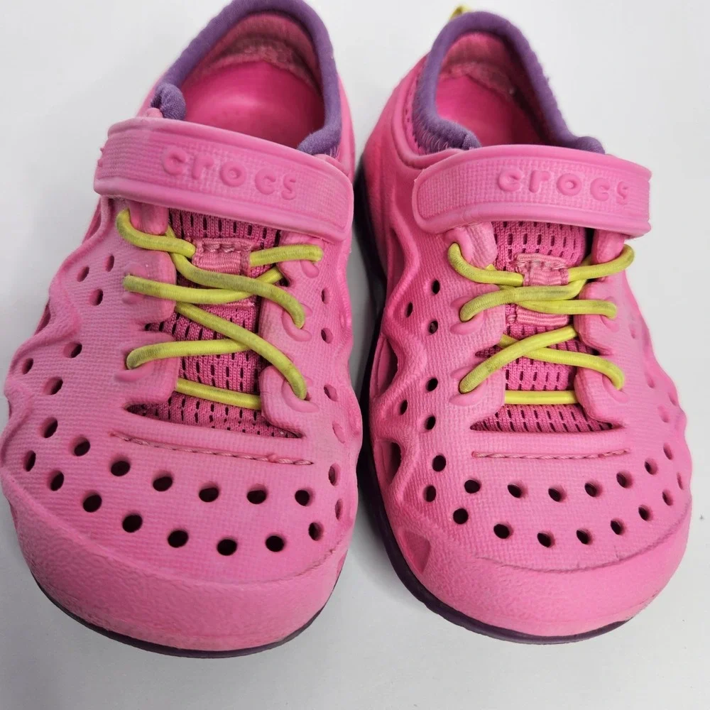 Children's Crocs Size 7 Pink Purple Yellow Girls‎ Kids Shoes